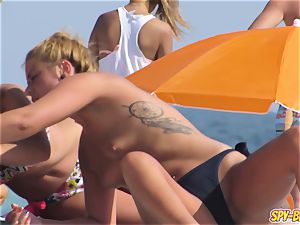 red-hot bikini teenagers thong stripped to the waist hidden cam Spy Beach